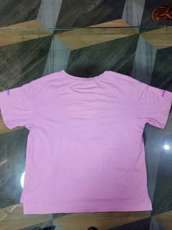 Women's Girls Half Sleeve  Lavender Color Top T-Shirt - Image 3
