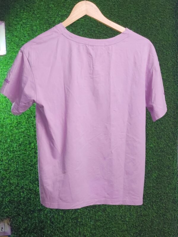 Women's Girls Half Sleeve  Lavender Color Top T-Shirt - Image 5