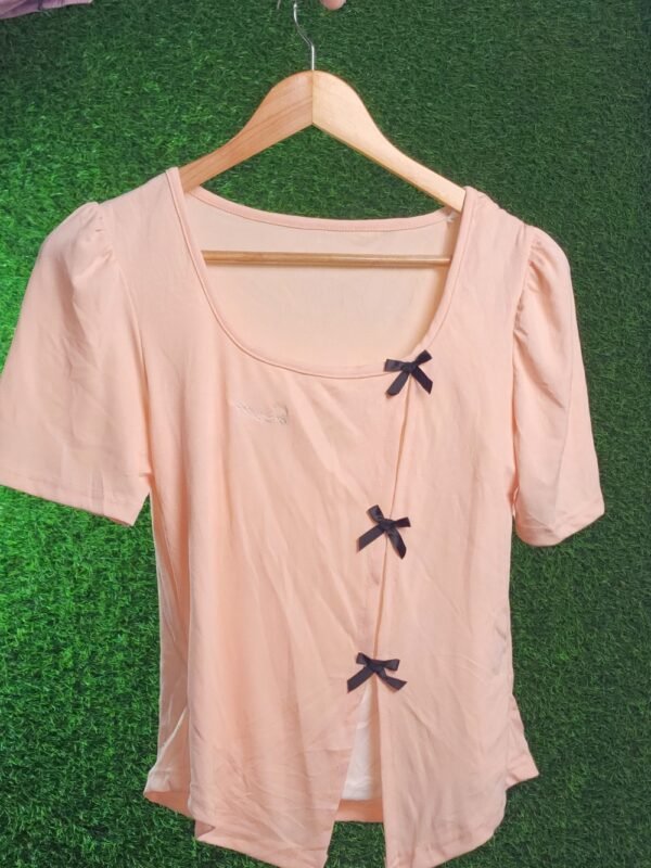 Women's Girls  Brown Color Top T-Shirt Half Sleeve - Image 4