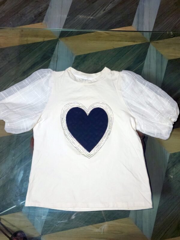Heart  Women's Girls  Brown Color Top T-Shirt Half Sleeve
