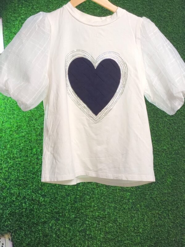Heart  Women's Girls  Brown Color Top T-Shirt Half Sleeve - Image 3