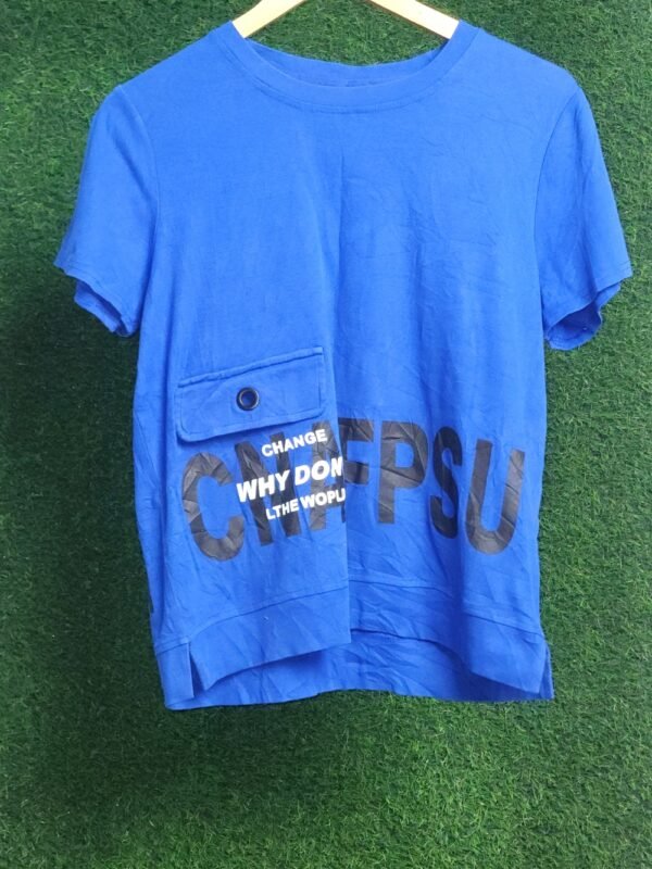 Women's Girls  Blue Color Top T-Shirt Half Sleeve - Image 3