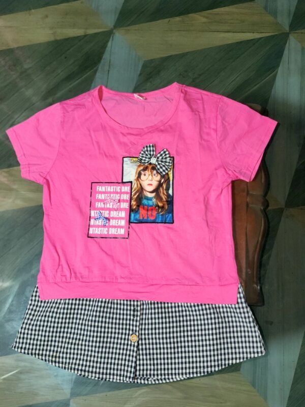 Women's Girls  Pink Color Top T-Shirt Half Sleeve - Image 2