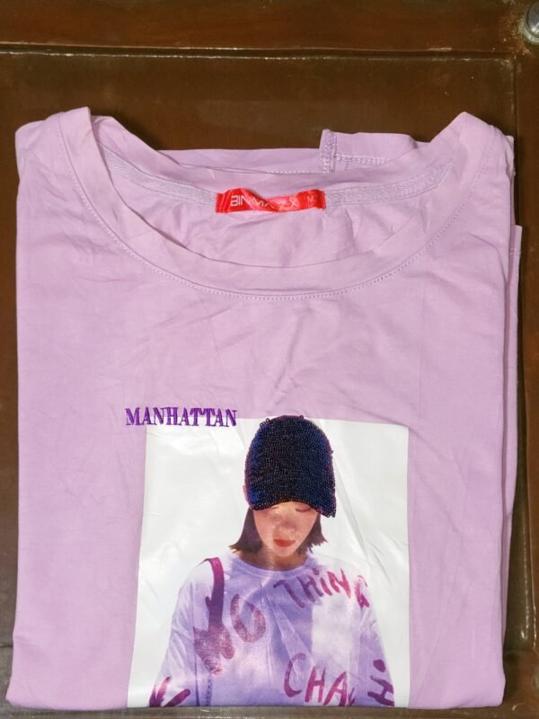 Women's Girls Half Sleeve  Lavender Color Top T-Shirt