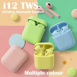 i12 Colour airPods TWS Wireless Bluetooth 5.0 Earphone HIFI Headphons Sport Earbuds Earphone for All Smart Phone Headset(random color )
