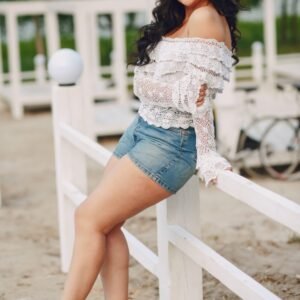 Blue Mid-Rise Denim Shorts