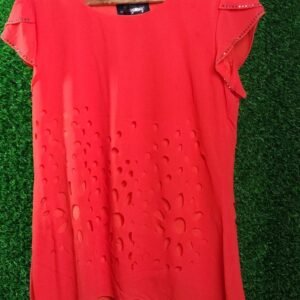 “Vibrant Orange Ladies Top – Stylish Cotton Blouse”