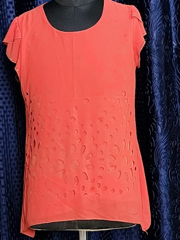 “Vibrant Orange Ladies Top – Stylish Cotton Blouse” - Image 3