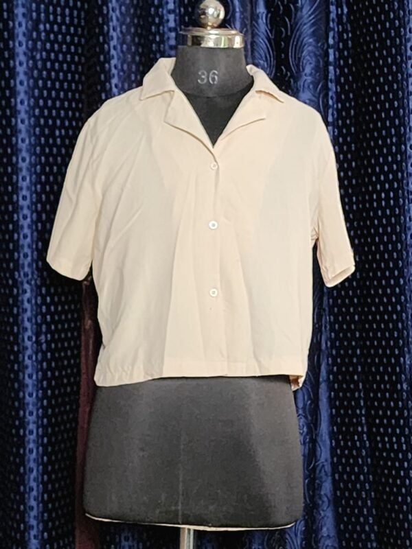 “Elegant Women’s Cream Knit Crop Top – Summer Staple” - Image 3