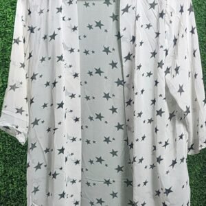 “Elegant White Long Net Jacket for Women | Stylish Layered Fashion”