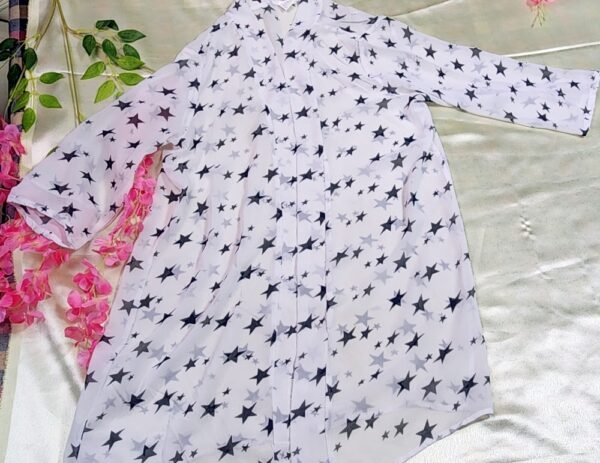 “Elegant White Long Net Jacket for Women | Stylish Layered Fashion” - Image 3