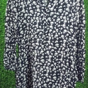 “Black Skeletal Print Top for Women | Edgy & Trendy Streetwear”