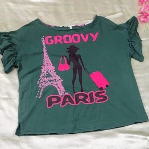 "Trendy Ladies Green Groovy Paris Top – Stylish, Chic & Perfect for All Occasions"